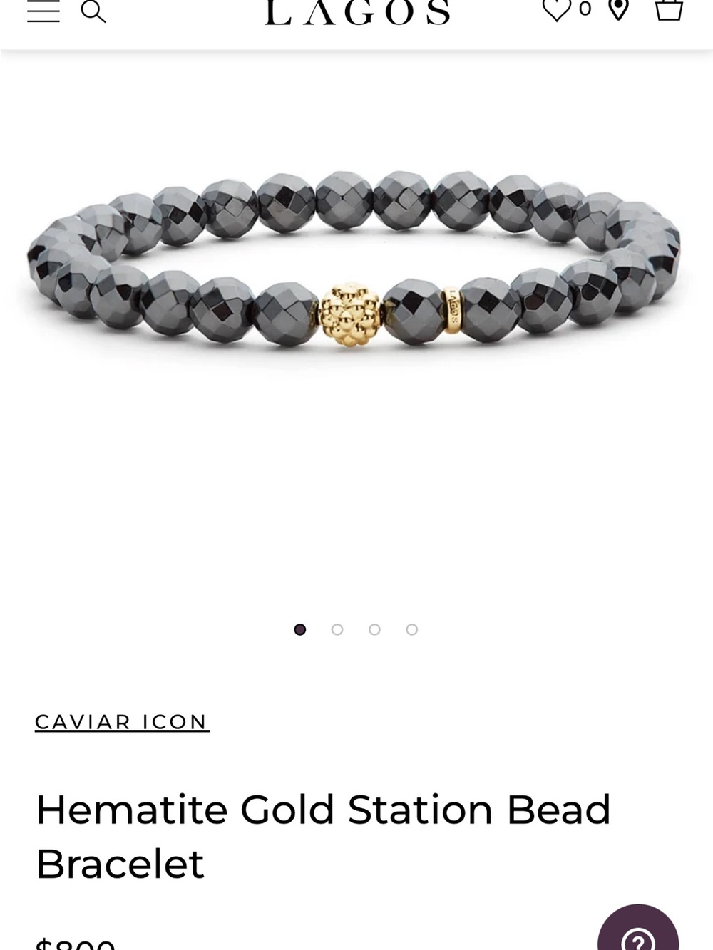 LAGOS Hematite Bead Bracelet with Gold Station